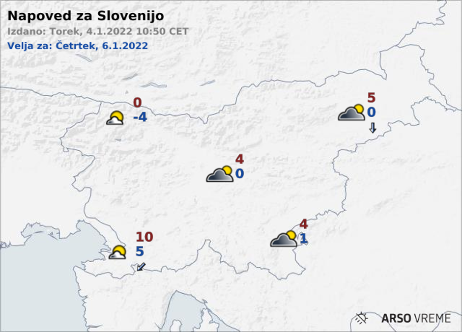 Vreme četrtek | Avtor: Arso 