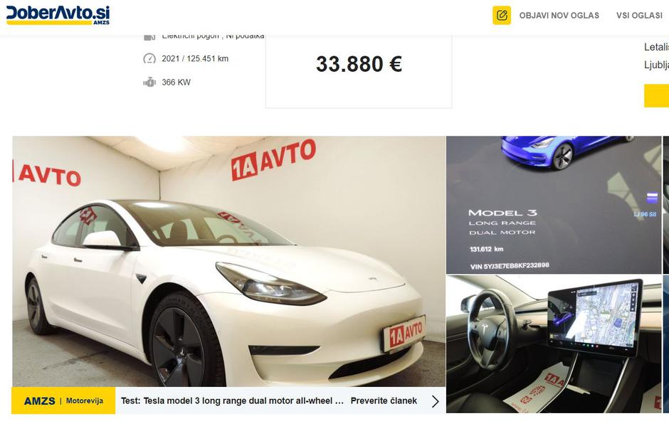 Rabljena tesla na spletnem portalu DoberAvto | Avtor: Doberavto