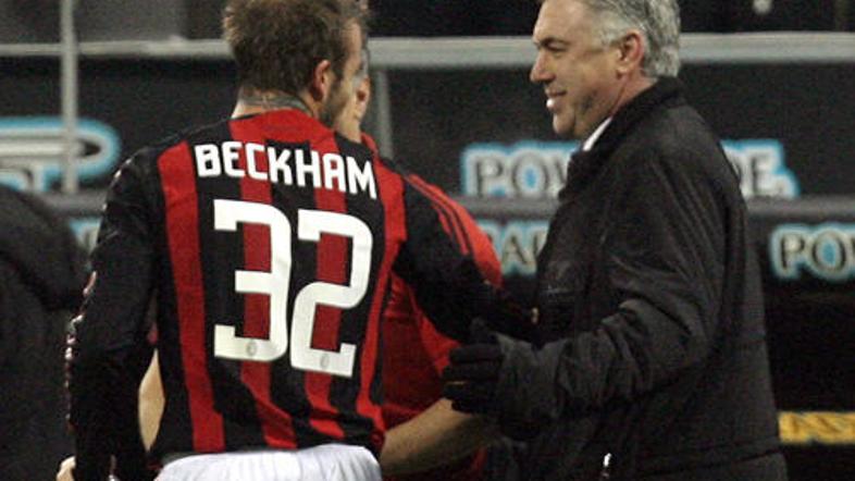 David Beckham in Carlo Ancelotti sta v Milanu spletla prijateljske vezi.