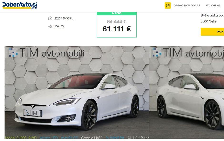 Rabljena tesla na spletnem portalu DoberAvto | Avtor: Doberavto