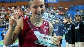 Sara Errani se je veselila zmage v Portorožu.