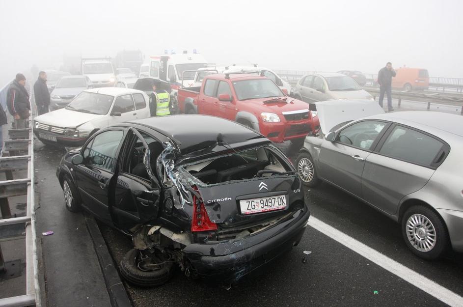 Verižno trčenje v Zagrebu.