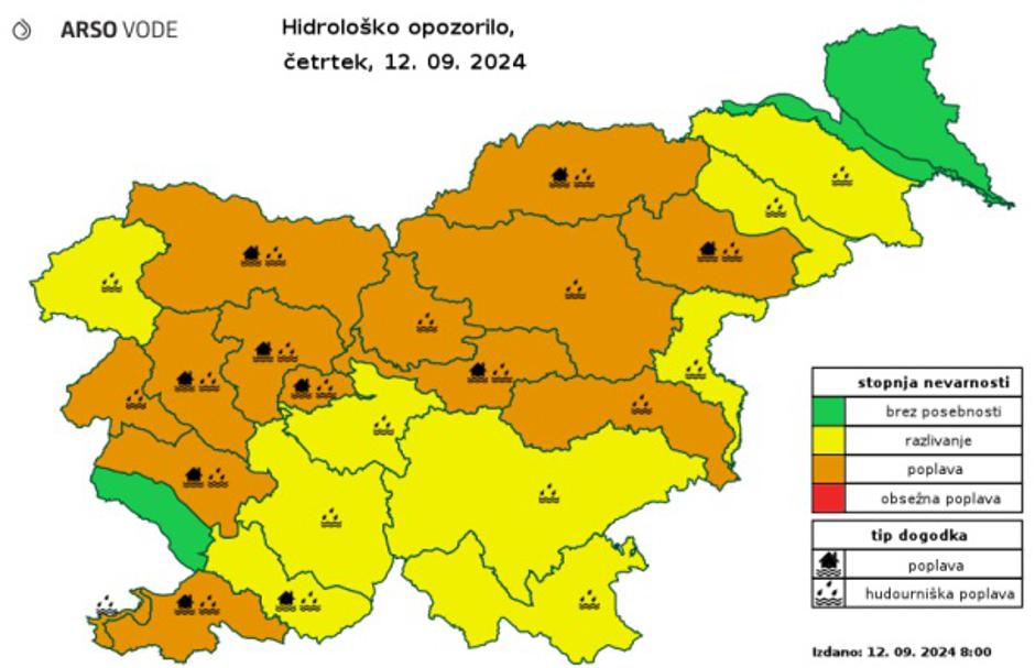 hidrološko opozorilo | Avtor: ARSO