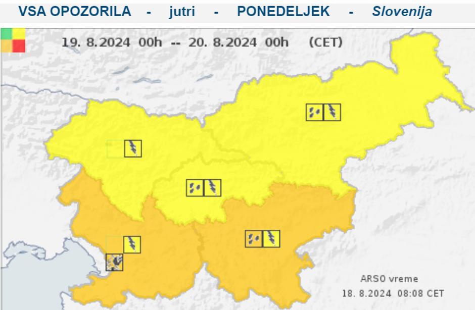 oranžno opozorilo nalivi | Avtor: Arso