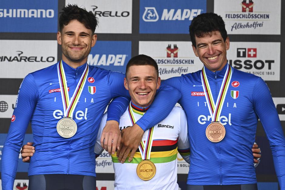 Filippo Ganna, Remco Evenepoel in Edoardo Affini. | Avtor: Profimedia