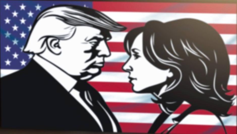 Karikatura Donald Trump in Kamala Harris | Avtor: Profimedia