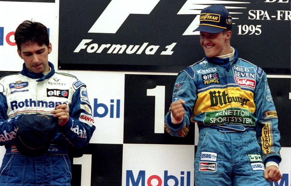 Schumacher je bil v sedmih nebesih, Hill je poraz težko prenesel. (Foto: Reuters