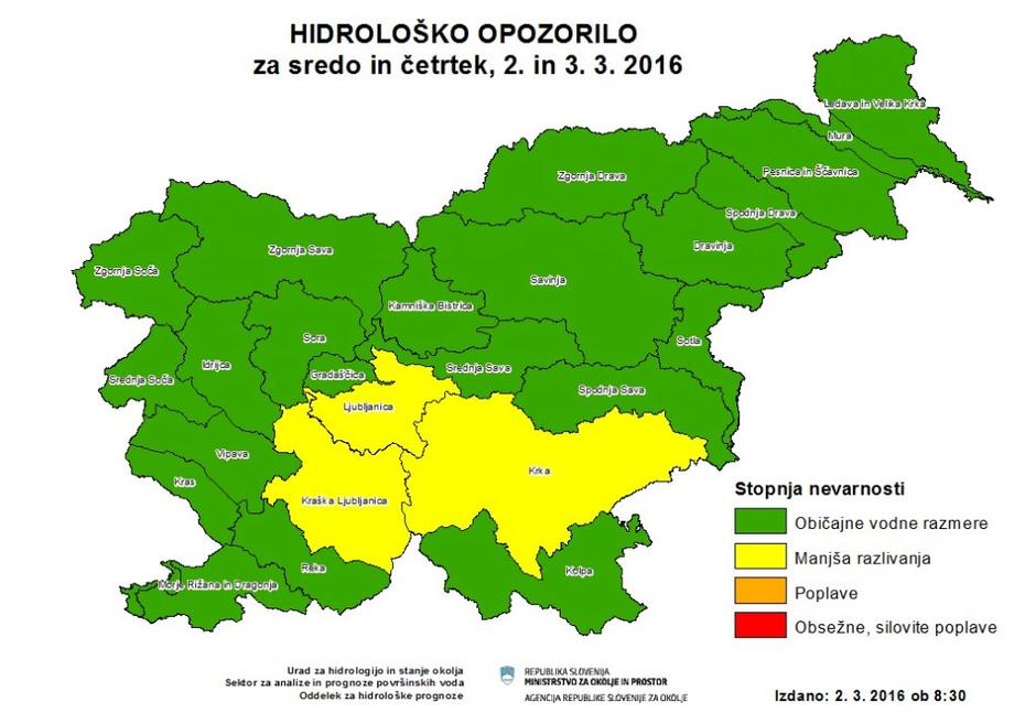 Hidrološko opozorilo | Avtor: Arso