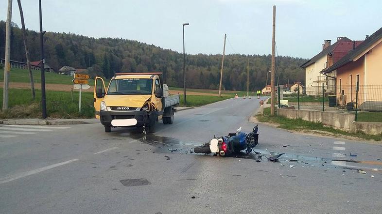 Trčenje motorista in tovornjaka