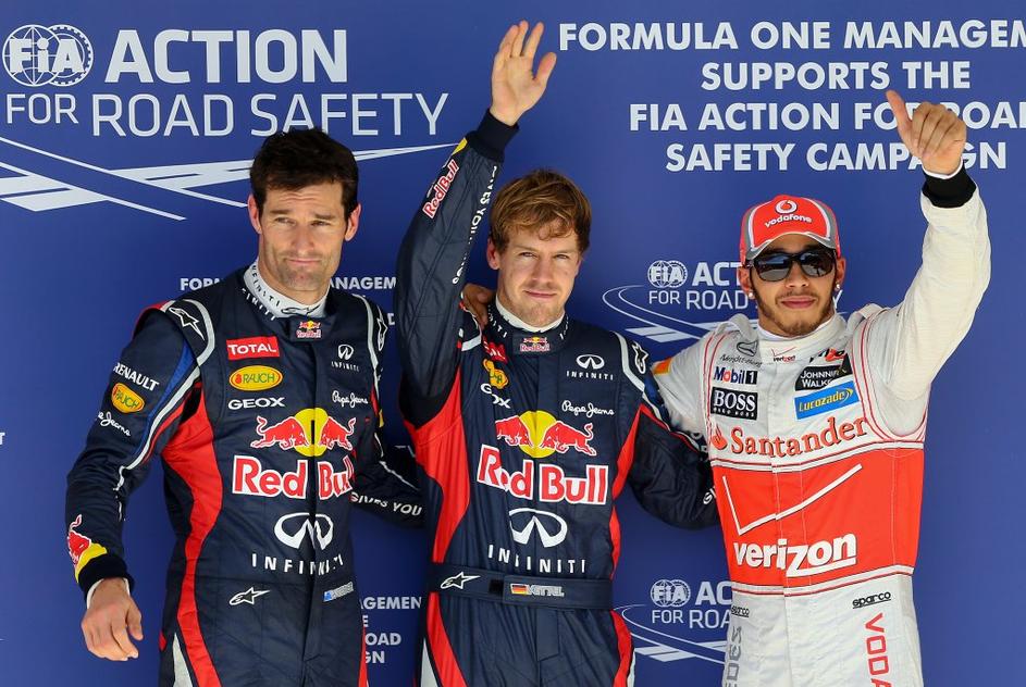 Mark Webber, Sebastian Vettel, Lewis Hamilton